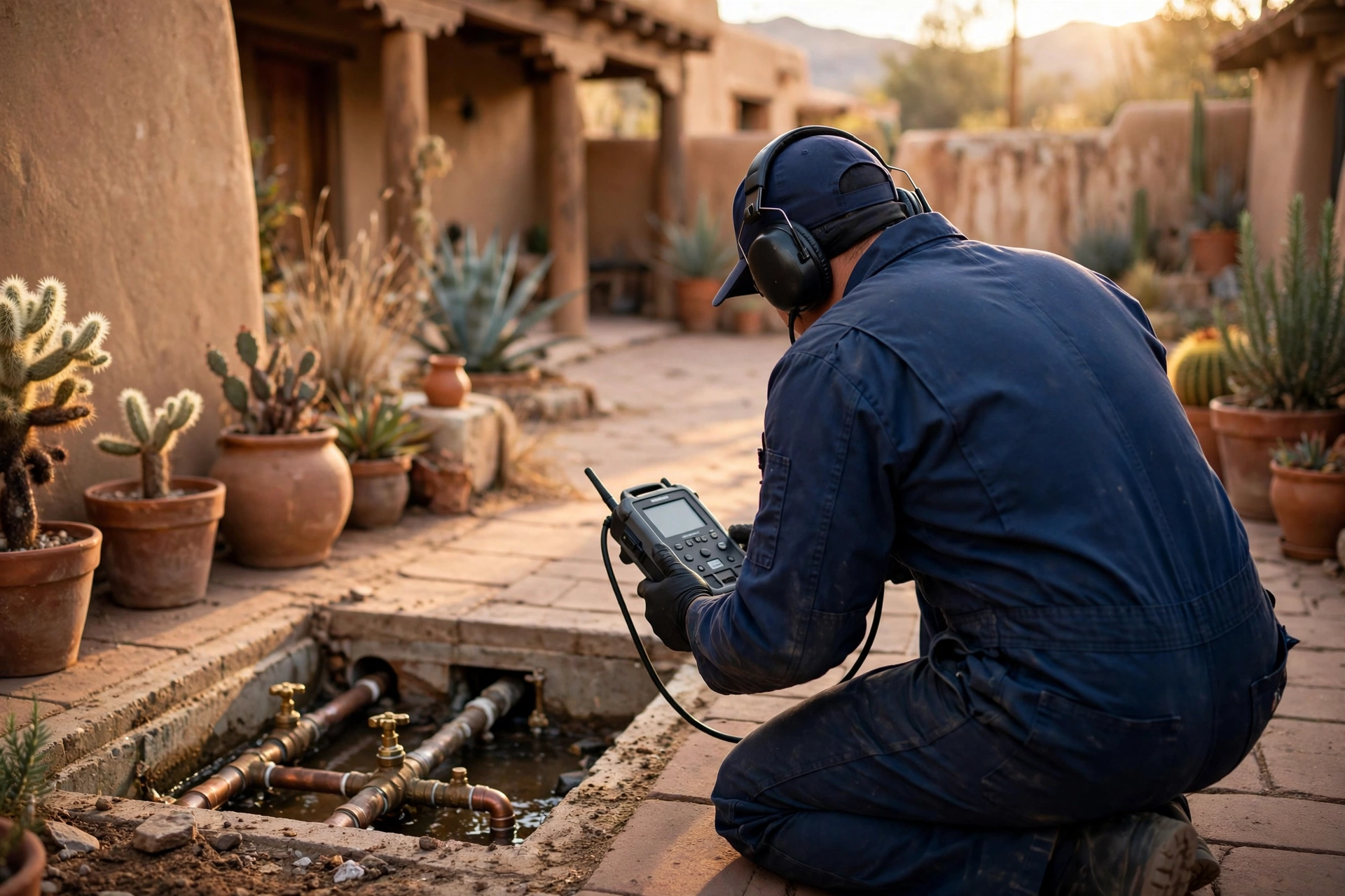 Leak detection specialist at work in Santa Fe New Mexico