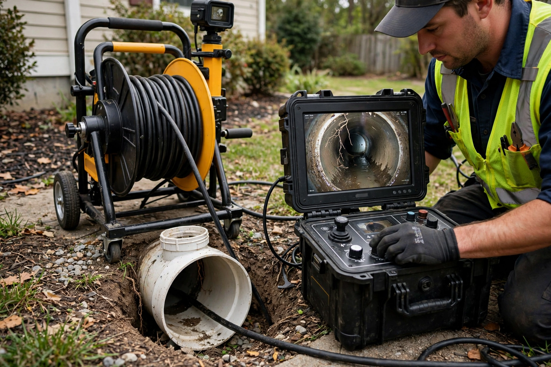 Sewer camera inspection equipment with live pipe video monitor in Santa Fe NM